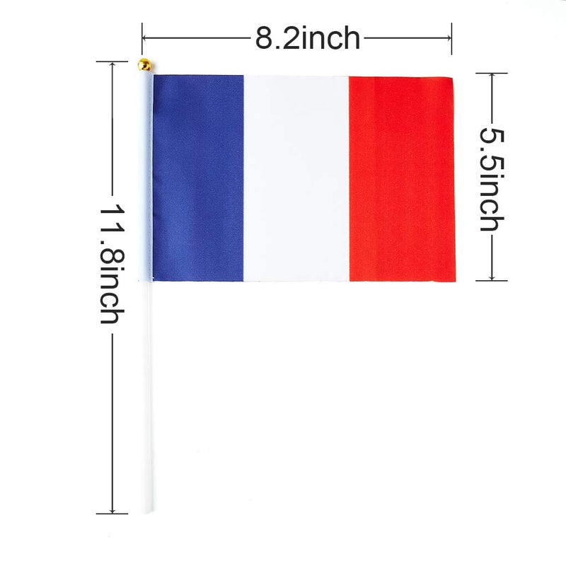 mflagperft France Flag French Flag, Small Mini Handheld France Flags on Stick, Ideal for Party Parades Sports Events Patriotic Festival Decorations - Image 3